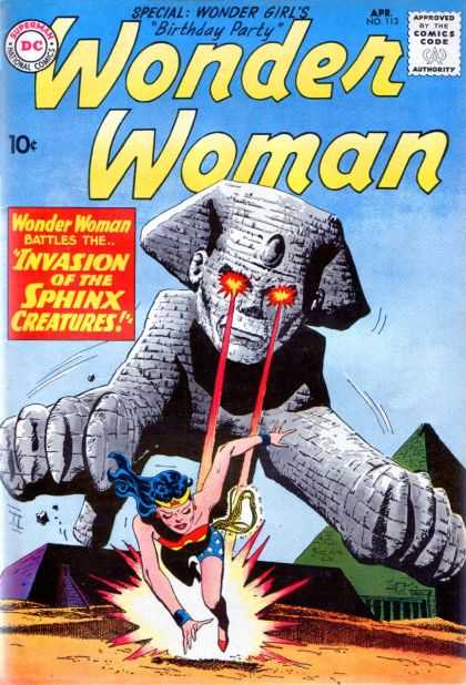 Wonder Woman (1987) 113 - Superman National Comics - Approved By The Comics Code - Birthday Party - Sphinx Creatures - Sand - John Byrne