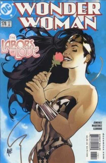 Wonder Woman (1987) 178 - Love - Sexy Woman - Long Black Hair - Beautiful Lips - Red Rose - Adam Hughes