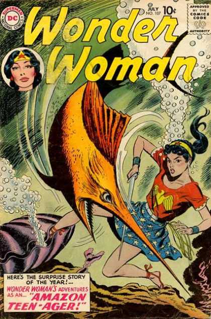 Wonder Woman 107 - Amazon - Teen-ager - Swordfish - Clam - Underwater