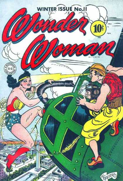 Wonder Woman 11 - Green Air Plane - Vision - Clouds - Washington Dc - Lasso - Harry Peter, Terry Dodson