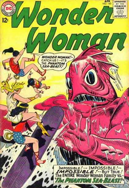 Wonder Woman 145 - Monster - Battle - Costumes - Superwomen - The Phantom Sea-beast - Ross Andru