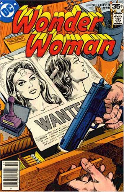 Wonder Woman 240 - Handgun - Wanted Poster - Ink Stamp - Office Drawer - Top Secret File