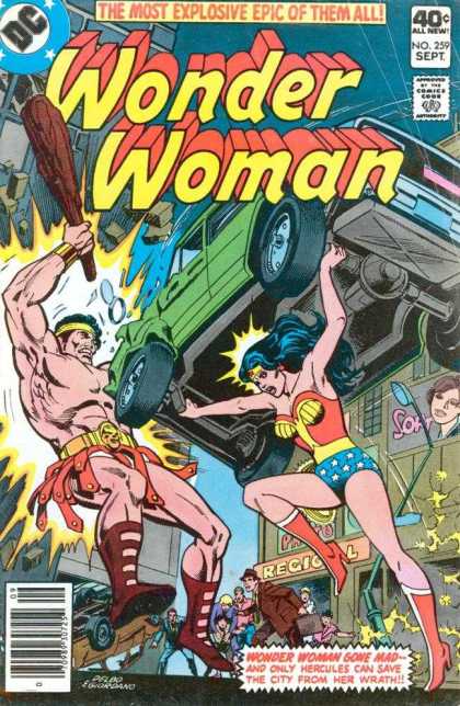 Wonder Woman 259 - Released In September - Strong Woman - Throwing Car - Barbarian - Running Citizens - Dick Giordano