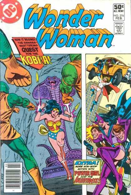 Wonder Woman 276 - Quest For The Kobra - Superhero - Car - Power Girl - Huntress - Dick Giordano, Ross Andru