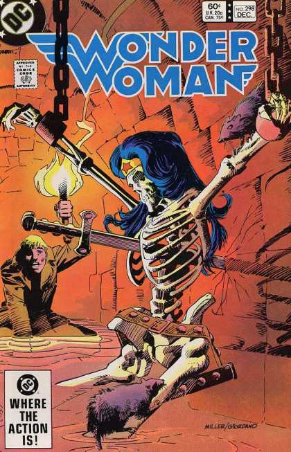 Wonder Woman 298 - Skeleton - Chains - Sword - Man On Raft - Rats - Dick Giordano, Frank Miller