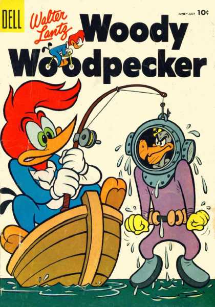 Woody Woodpecker 31 - Fishing - Boat - Water - Hook - Yellow Gloves