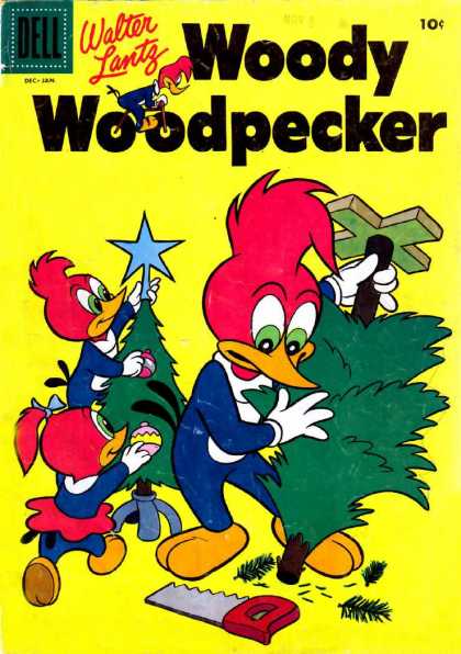 Woody Woodpecker 34 - Woodpecker - Christmas Tree - Star - Saw - Ornaments