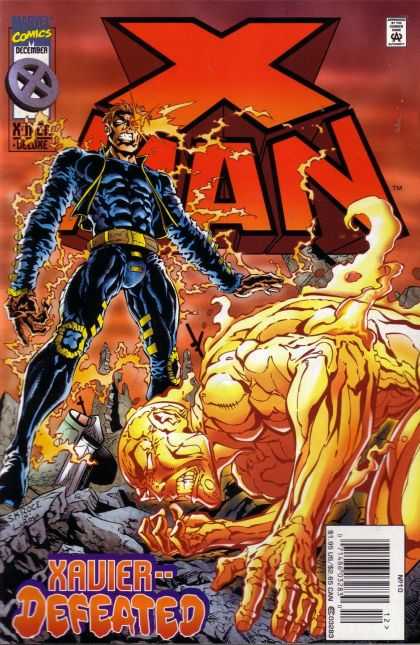 X-Man 10 - Xavier-- Defeated - December - Fire - Red - Man - Bud LaRosa