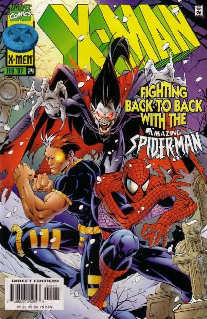 X-Man 24 - Cross - Winter - Snow - Fighting Back To Back With The Amazing Spider-man - Graveyard - Bud LaRosa
