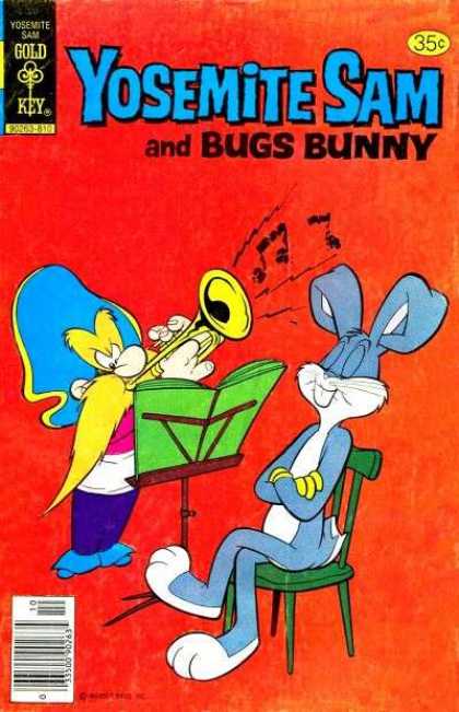 Yosemite Sam 56 - Trumpet - Awful Sound - Ears Covered - Oblivious To The Noise - Musical Note