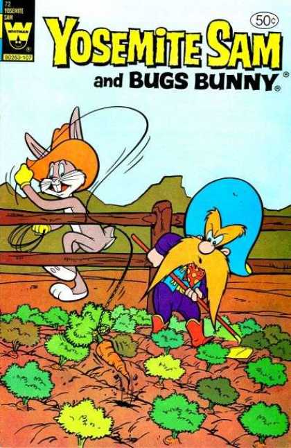 Yosemite Sam 72 - Orange Hat - Bugs Bunny - Fence - Blue Hat - Carrots