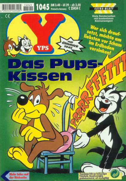 Yps - Das Pups-Kissen - Cat - Dog - Sitting Down - Chair - Laughing