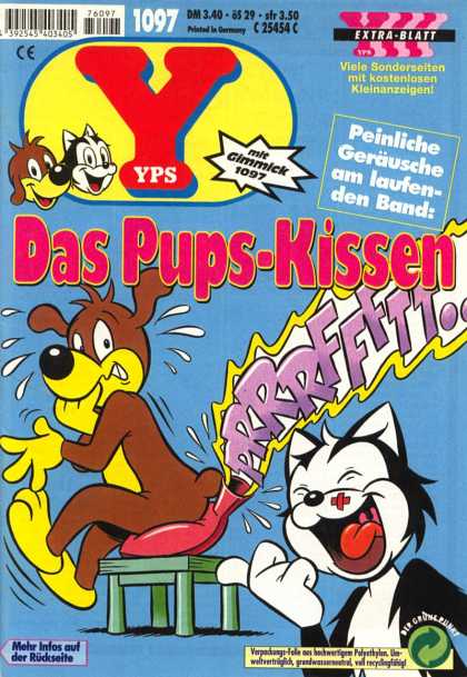 Yps - Das Pups-Kissen - Dog - Cat - Whoopie Cushion - Stool - Blue Cover