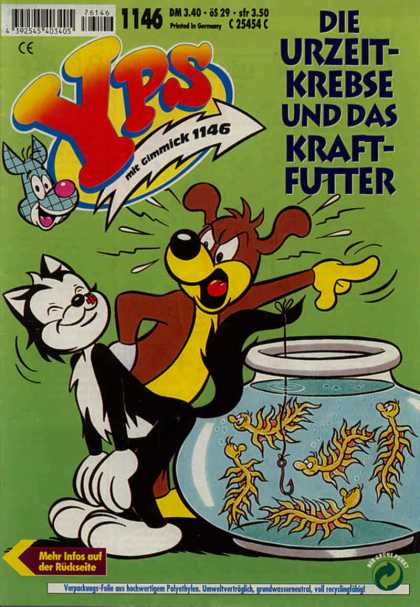 Yps - Die Urzeit-Krebse und das Kraftfutter - Cat - Dog - Hook - Fish - Glass Pot