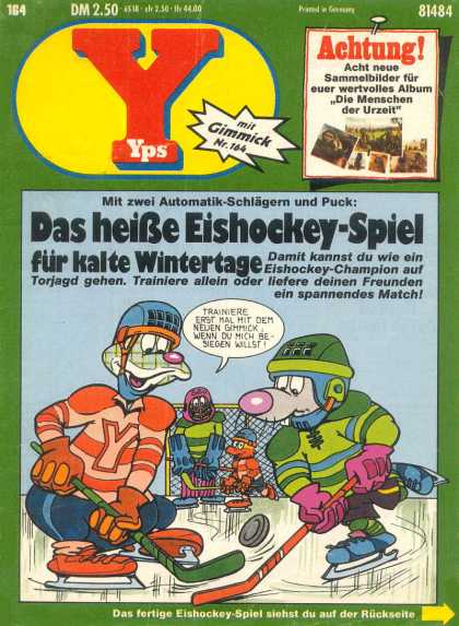 Yps - Das heiï¿½e Eishockey-Spiel fï¿½r kalte Wintertage - Mit Gimmick - Achtung - Die Menschen Der Urzeit - Mit Zwei Automatik-schalagern Und Puck - Torjagd Gehen