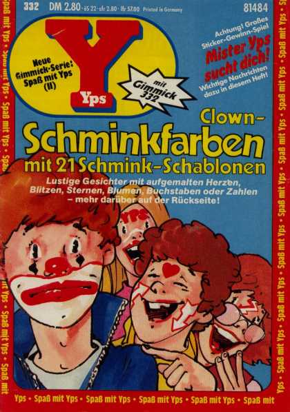 Yps - Clown-Schminkfarben mit 21 Schmink-Schablonen