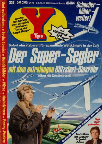 Yps - Der Super-Segler mit dem extralangen Blitzstart-Blasrohr - Gimmick - Germany - Airplane - Pilot - Leather Jacket