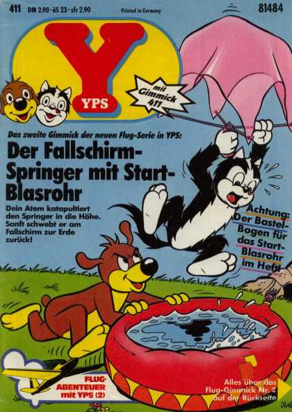 Yps - Der Fallschirm-Springer mit Start-Blasrohr - Gimmick - German - Achtung - Cat - Dog