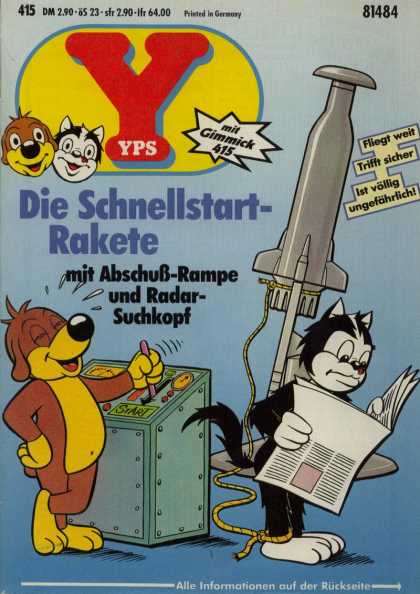 Yps - Die Schnellstart-Rakete - Dog - Cat - Rocket - Chuckle - Reading The Newspaper
