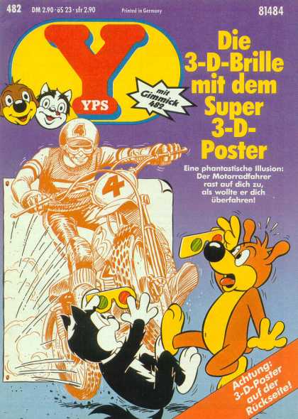 3d Poster - 81484 - 3d Brile - Mit Gimmick 482 - Motorradfahrer Yps - Die 3-D-Brille mit dem Super 3-D-Poster - 3d Poster - 81484 - 3d Brile - Mit Gimmick 482 - Motorradfahrer