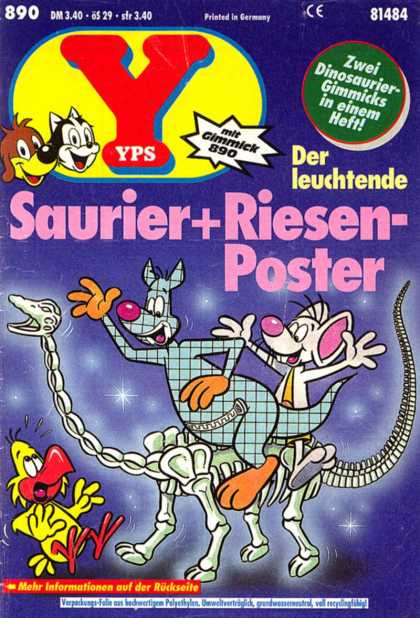 Yps - Der leuchtende Saurier + Riesen-Poster - Der Leuchtende - Saurier Dance - Riesen Poster - Skeliton Dinasore - Scared Fellow